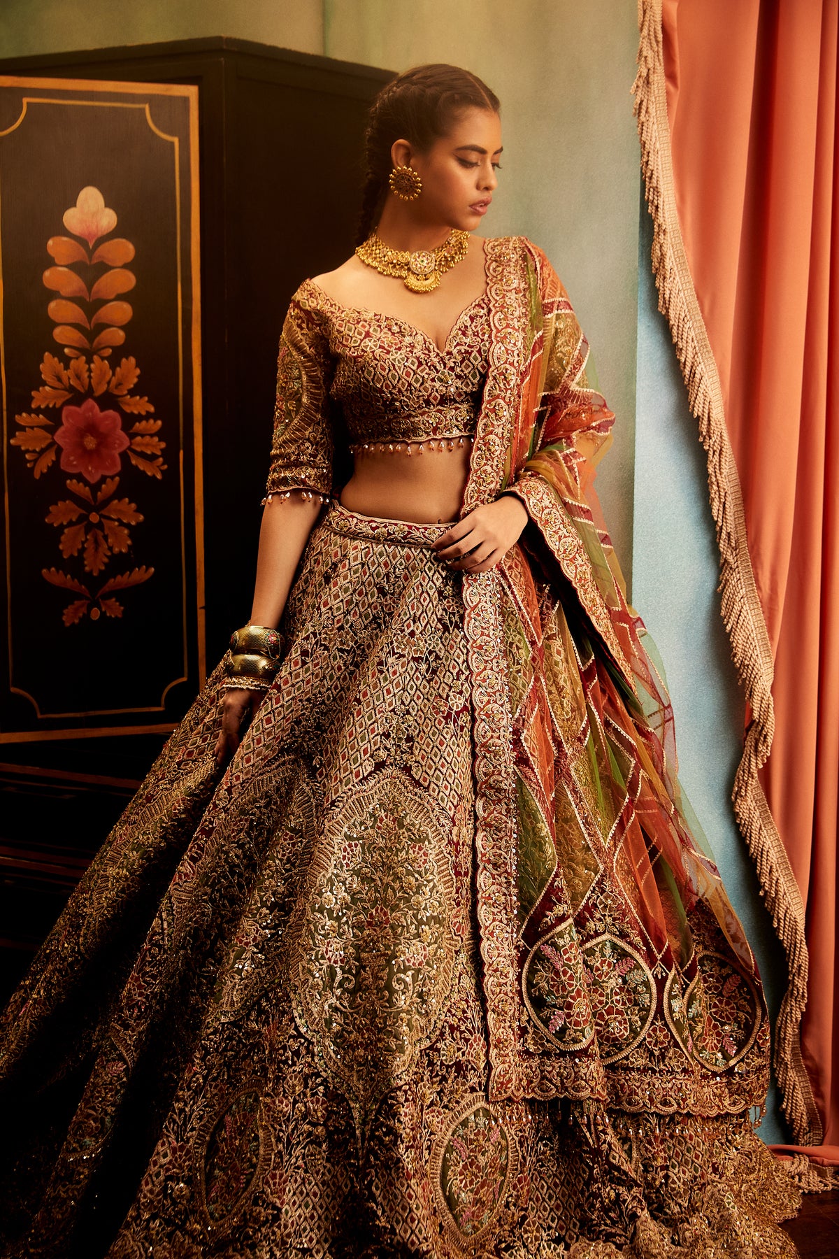 Bejewelled Color Fused Lehenga set