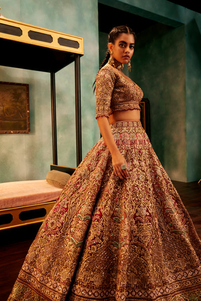 Contrasting Maroon Lehenga Set