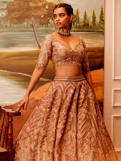 Geometric Pink Lehenga Set